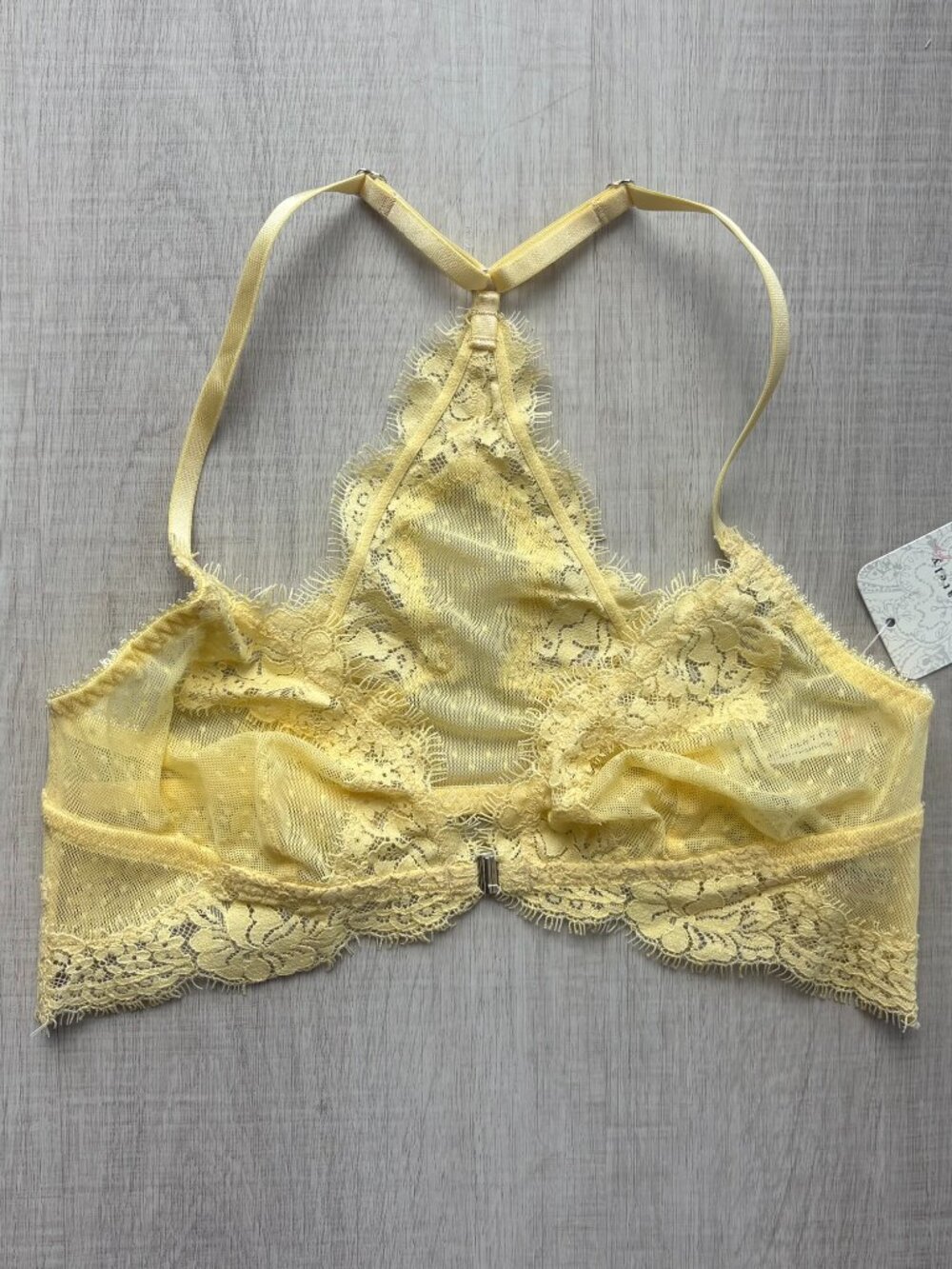 NEW Free People - Fiona Mesh Front-Close Racerback Bralette - XS - Yellow
